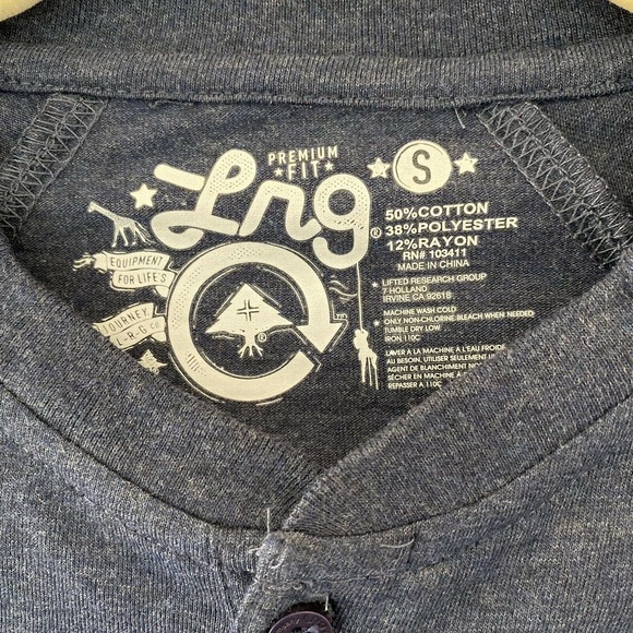 LRG Lifted Research Group Men's Blue Long Sleeve Giraffe Logo Polo Shirt - Small - Picture 5 of 5